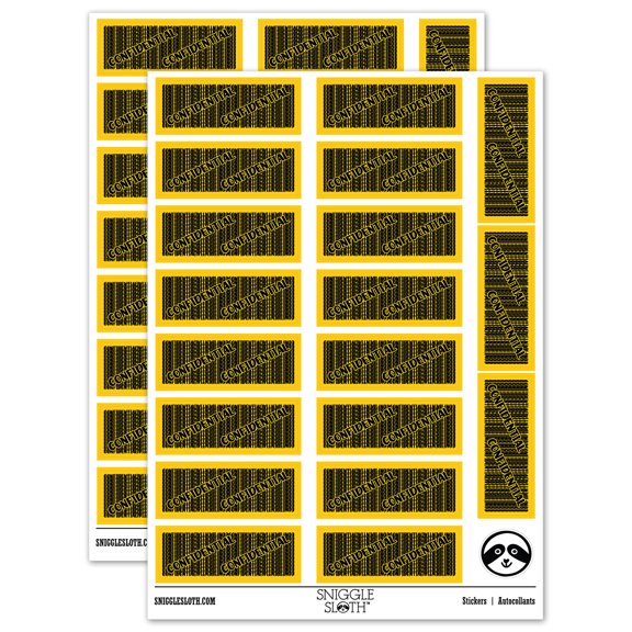 Identity Theft Protection Confidential Sticker Set - Yellow - Gloss Finish - 2.00" Large