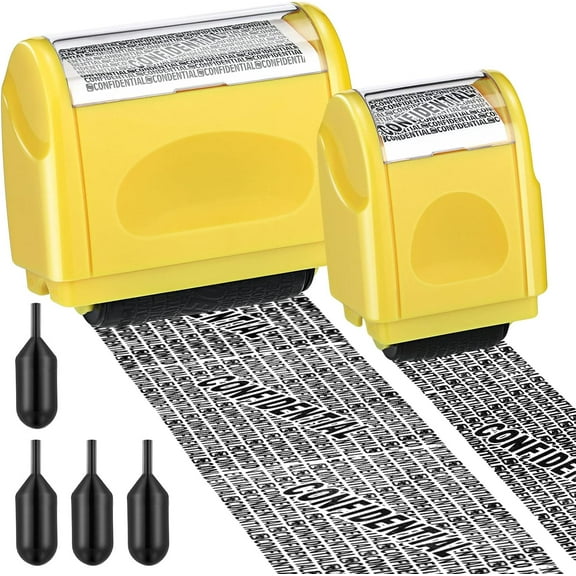 Identity Theft Protection Roller Stamp  Privacy Security Stamper for Mail, Bills, and Sensitive Documents, Refillable Design, 2-Pack