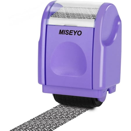 Identity Theft Protection Roller Stamps for Data Barcode ID Privacy,Anti-Theft Security Prevention Confidential Roller Stamp Easy for Guard Personal Information Blockout - Purple