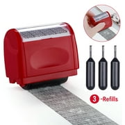 Identity Theft Protection Roller Stamps Refillable Guard Your ID Privacy Confidential Data Wide Security Stamp Roller with 3 Ink Refills, Red