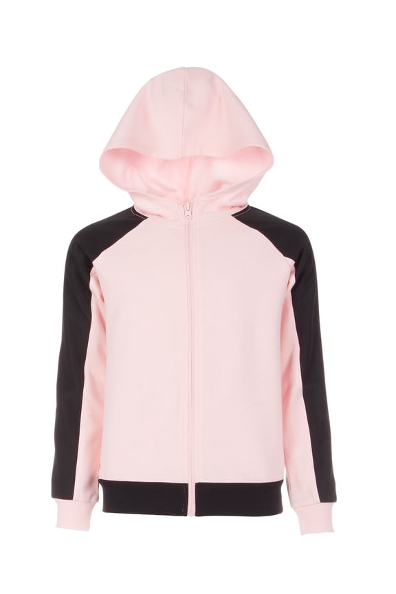 Big Girl's Pieced Zip up Hoodie Pink Size Large