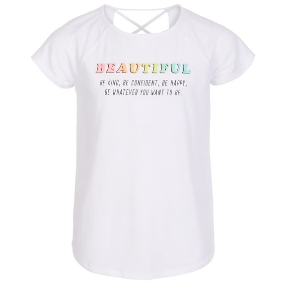 Ideology Big Girls Graphic-Print Cross-Back T-Shirts – White, X-Large