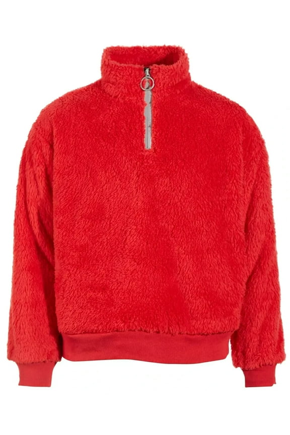 Big Girls Sherpa Quarter-Zip Pullover Red Size M (10/12) MSRP $45
