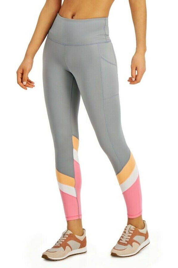 Colorblocked HighWaist 7/8 Length Leggings Womens gray Size XL MSRP $40