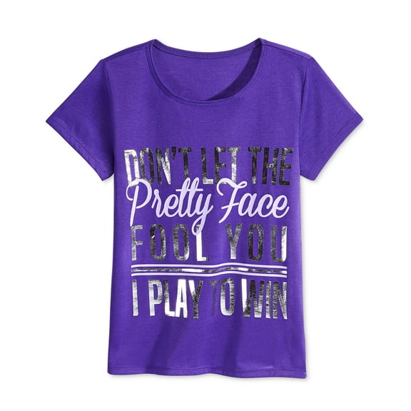 Ideology Girls Pretty Face T-Shirt Tee Shirt (XLarge, Blazing Purple)