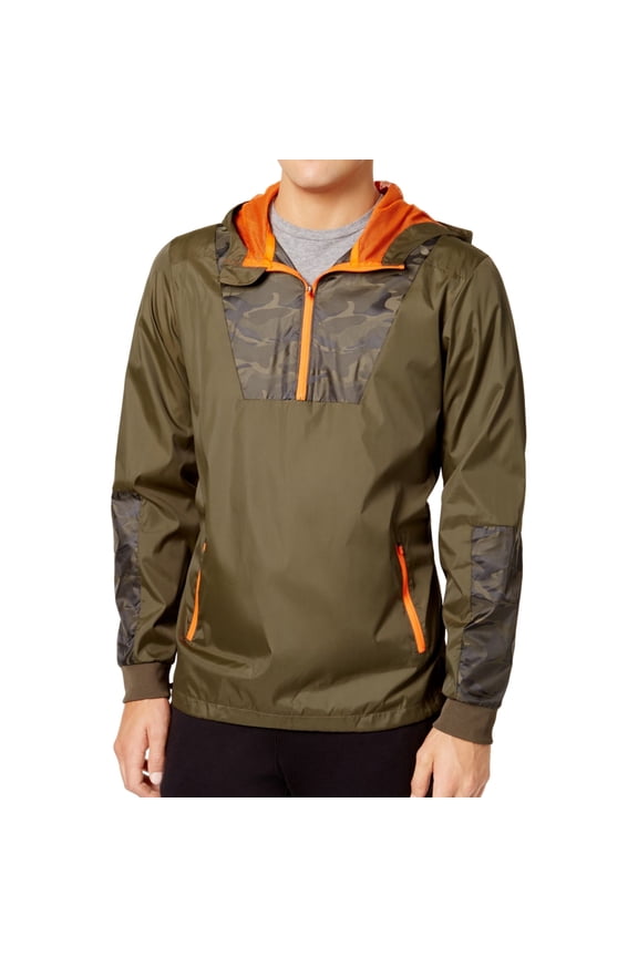 Mens Colorblocked Windbreaker Jacket, Green, X-Large