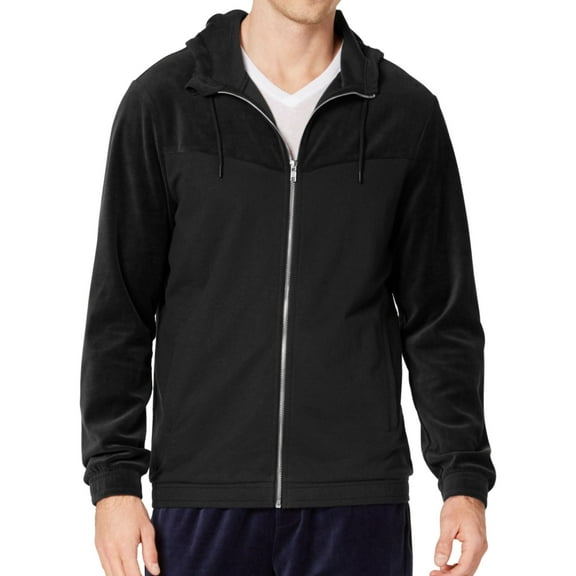 Ideology Mens Velour Chevron Hoodie Sweatshirt, Black, XX-Large