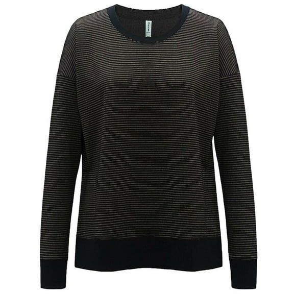 Ideology Metallic-Stripe Sweatshirt Womens Black gold stripe Size M MSRP $50