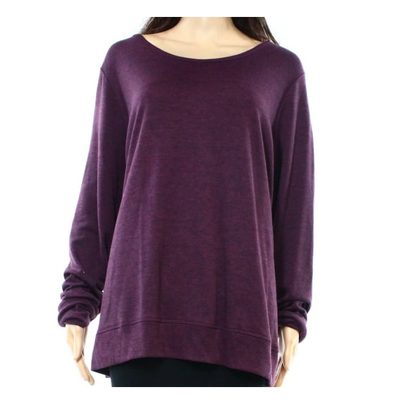 Ideology NEW Purple Womens Size 1X Plus Open-Back Scoop Neck Sweater
