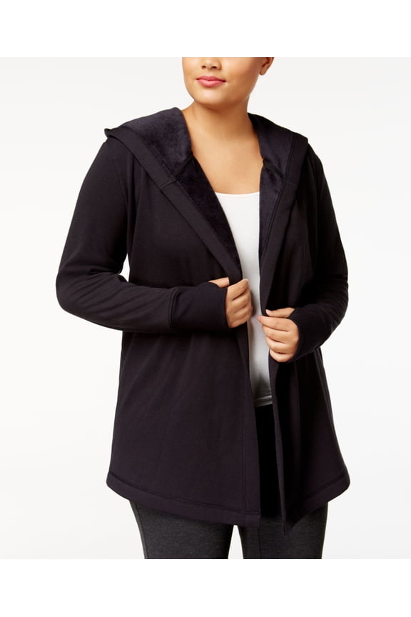 Plus Size Hooded Wrap Noir 1X