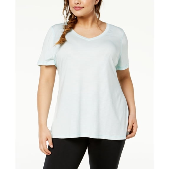 Ideology Plus Size Striped T-Shirt Sunlit Aqua 2X