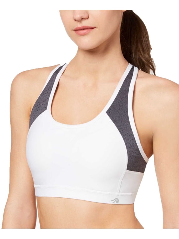 Women’s Strappy Back Medium Impact Sports Bras, White, Small