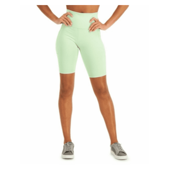 Ideology Women High Rise, Side Pockets Ins. 10 Biker Shorts, Pistachio Green,XS