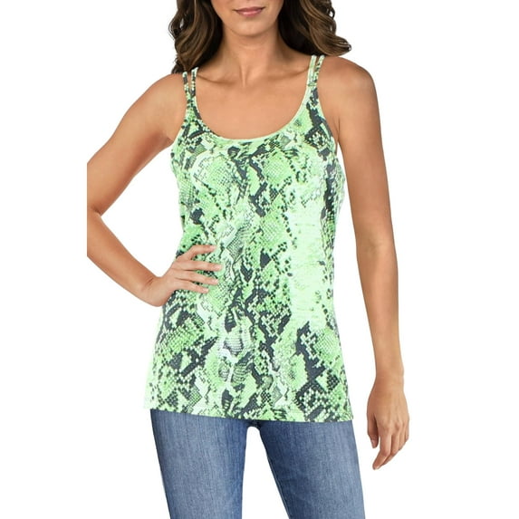 Ideology Women Snakeskin Scoop Neck Strappy Crossover Tank Top, Clover/Black, M