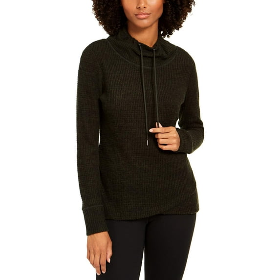 Ideology Women's Cowl Neck Fitness Sweatshirt Dark Green Size Medium