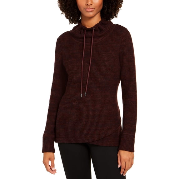 Ideology Women's Cowl-Neck Tulip-Hem Top Wine Size Medium