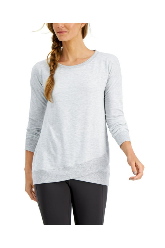 Women's Crossover Hem Top Grey Size Small