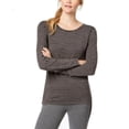 thumbnail image 1 of Ideology Women's Cutout-Back Long-Sleeve T-Shirt, Grey Stripe, XL, 1 of 3