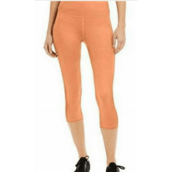 Ideology Women's High Rise, Side Pockets Cropped Leggings, Orange, M.