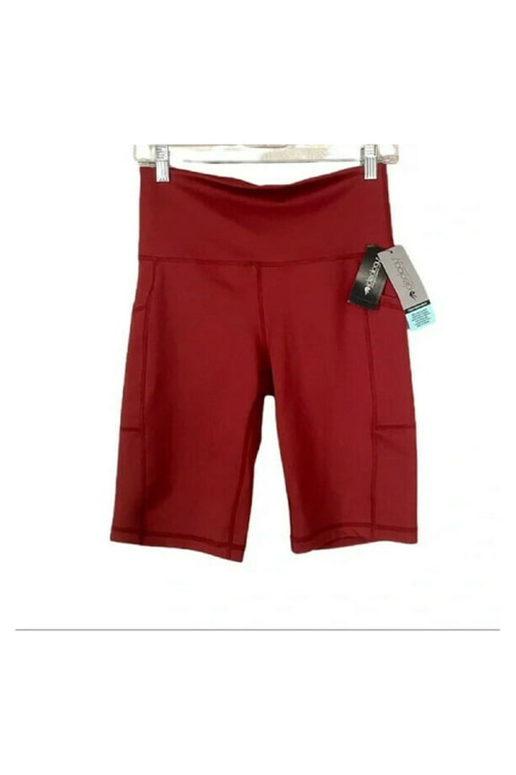 Women's High Rise, Side Pockets Ins. 10 Biker Shorts, Red Pear, L