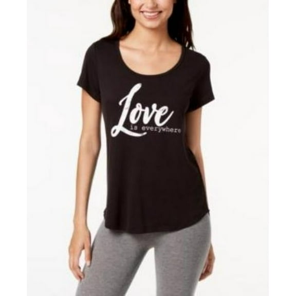 Ideology Women’s Love Graphic T-Shirt Noir Size: XL/Black