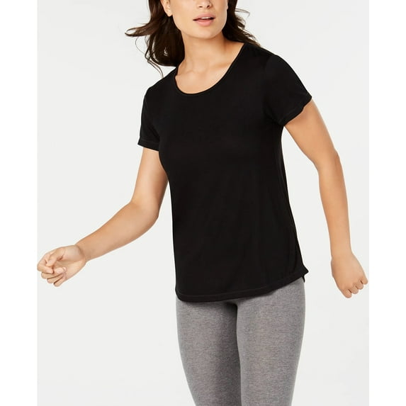 Ideology Women's Mesh-Back T-Shirt Black Size Large