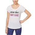 thumbnail image 1 of Ideology Women's Mom Hair Don't Care Slogan Athletic Fitness T-Shirt, 1 of 3