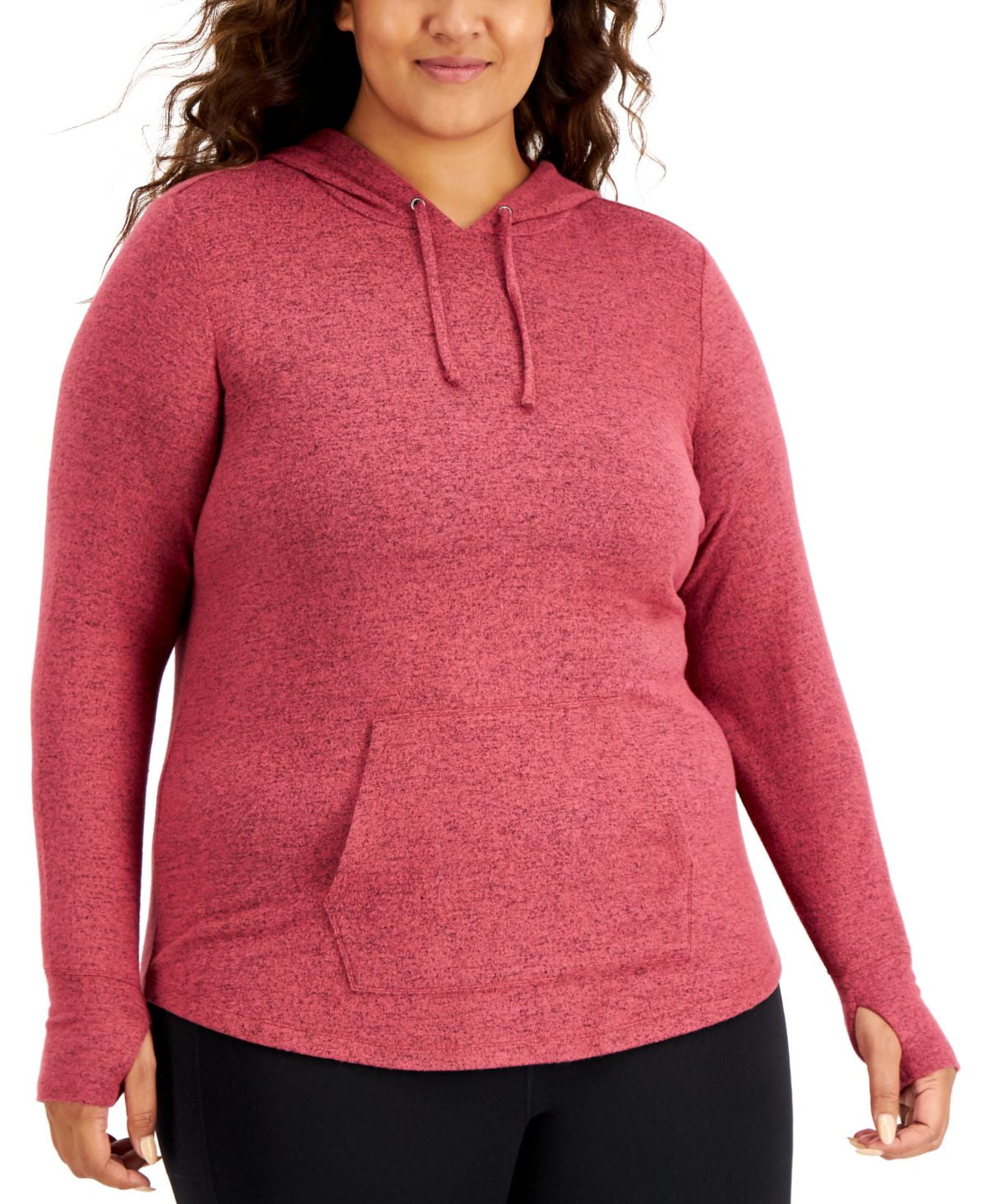 Ideology Women's Plus Knit Hoodie Red Size 3X - Walmart.com