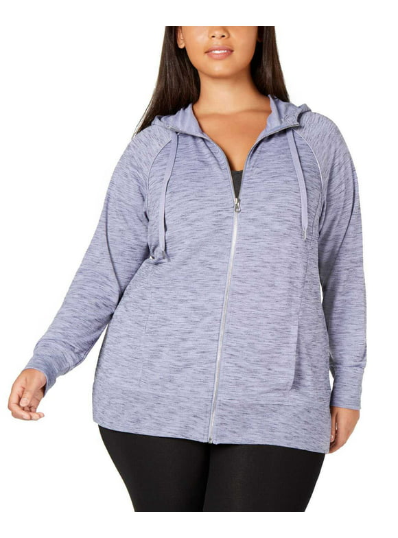 Ideology Women's Plus Size Space-Dyed Hoodie Pullover Sweater Tops, Tranquility, 1X Plus