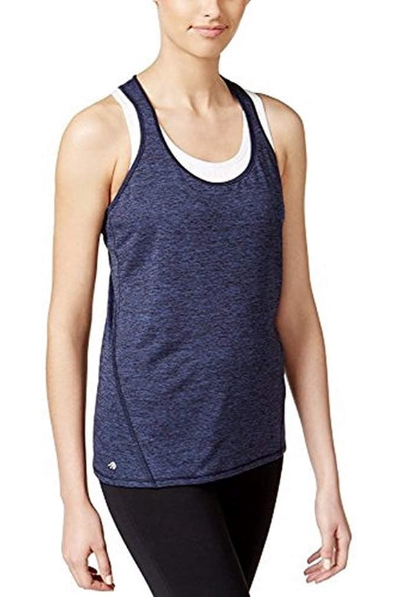 Women's Rapidry Heathered Racerback Performance Tank Top, Navy, XS