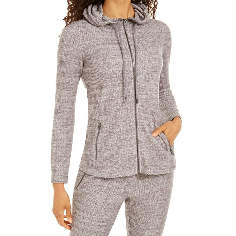 Women's waffle 2025 knit zip hoodie