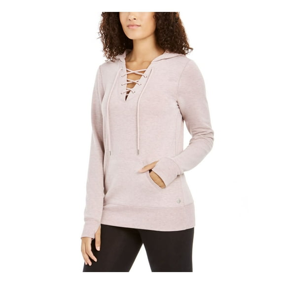 Ideology Womens Activewear Lace Up Drawstring Hoodie;X-Small