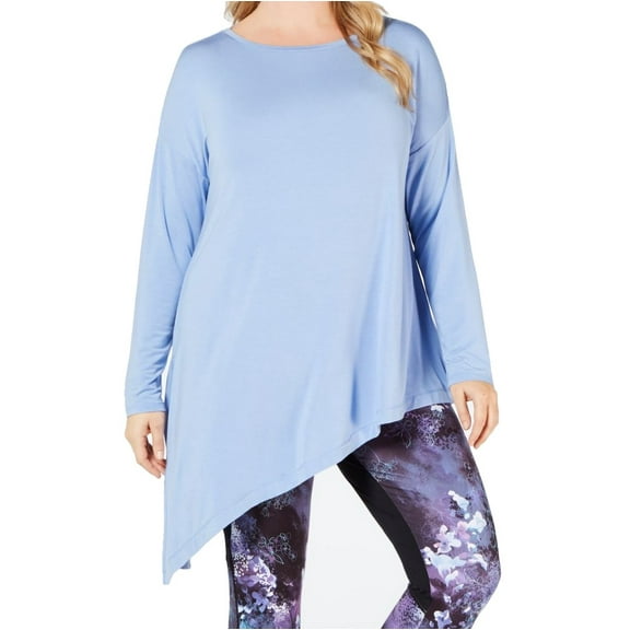 Ideology Womens Activewear Plus Size Asymmetrical Long Sleeves Top;2X