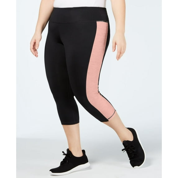 Ideology Womens Activewear Plus Size Colorblock Capri Leggings;2X