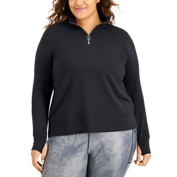 Ideology Womens Activewear Plus Size Quarter-Zip Sweatshirt;1X