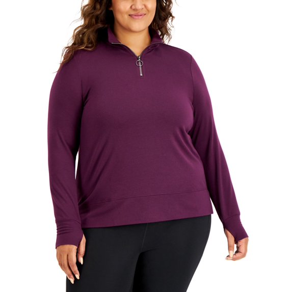 Ideology Womens Activewear Plus Size Quarter-Zip Sweatshirt;2X