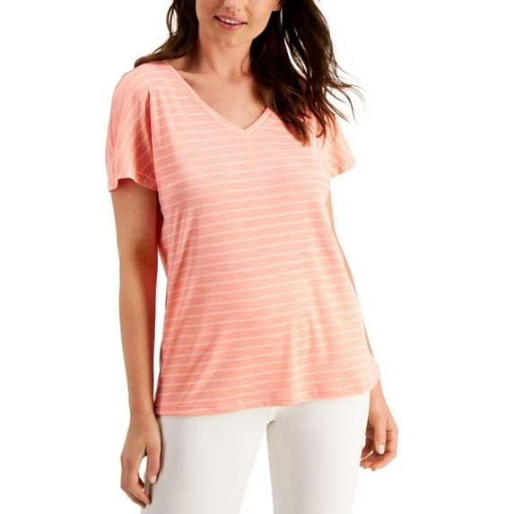 Ideology Womens Activewear Shadow-Stripe T-Shirt;X-Small