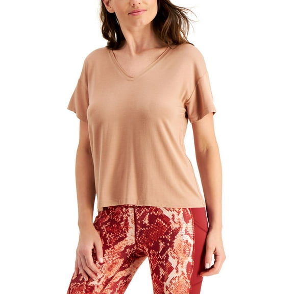 Ideology Womens Activewear V-Neck T-Shirt;X-Large