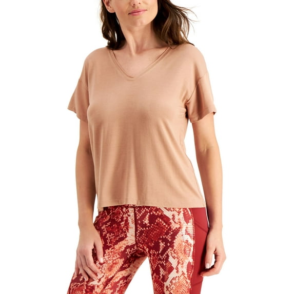 Ideology Womens Activewear V-Neck T-Shirt;X-Large