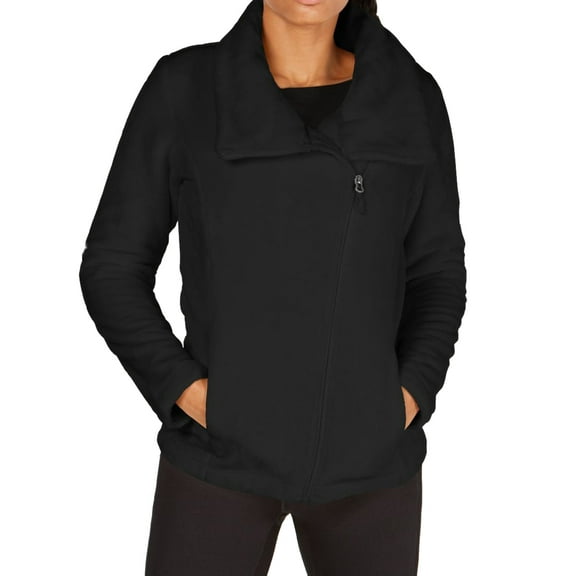 Ideology Womens Asymmetrical Zip Fleece Jacket
