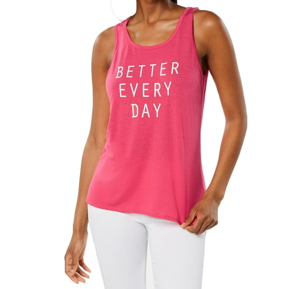 Ideology Womens Better Every Day Printed Keyhole back Tank Top