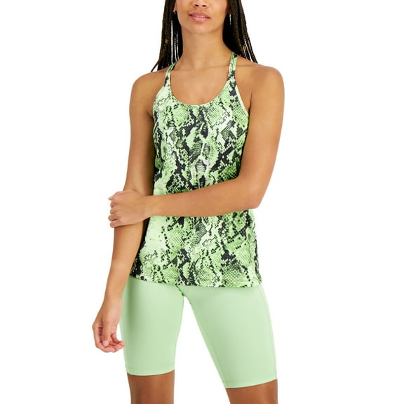 Ideology Womens Clover Green Sandra Snake-Printed Strappy-Back Tank Top Size XL
