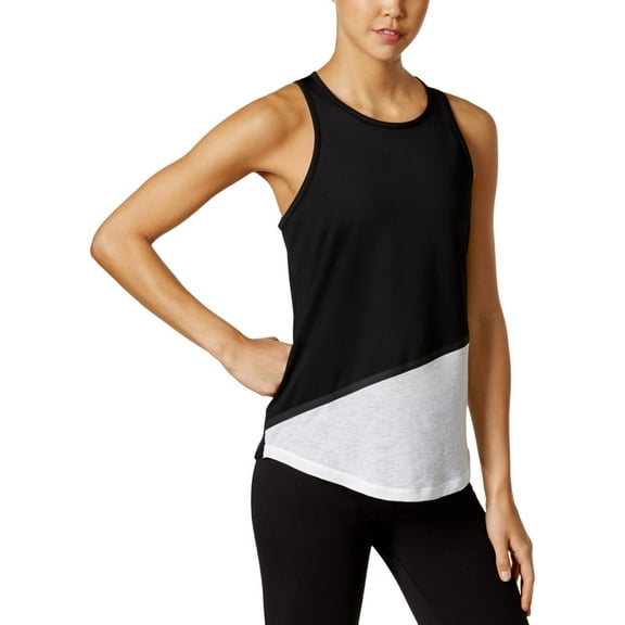 Ideology Womens Colorblock Fitness Tank Top B/W M