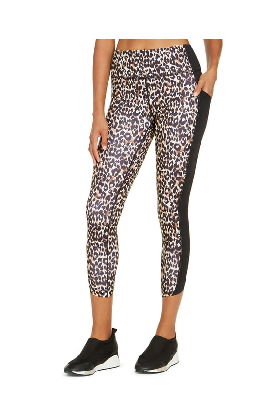 Womens Colorblocked Leopard Print Leggings