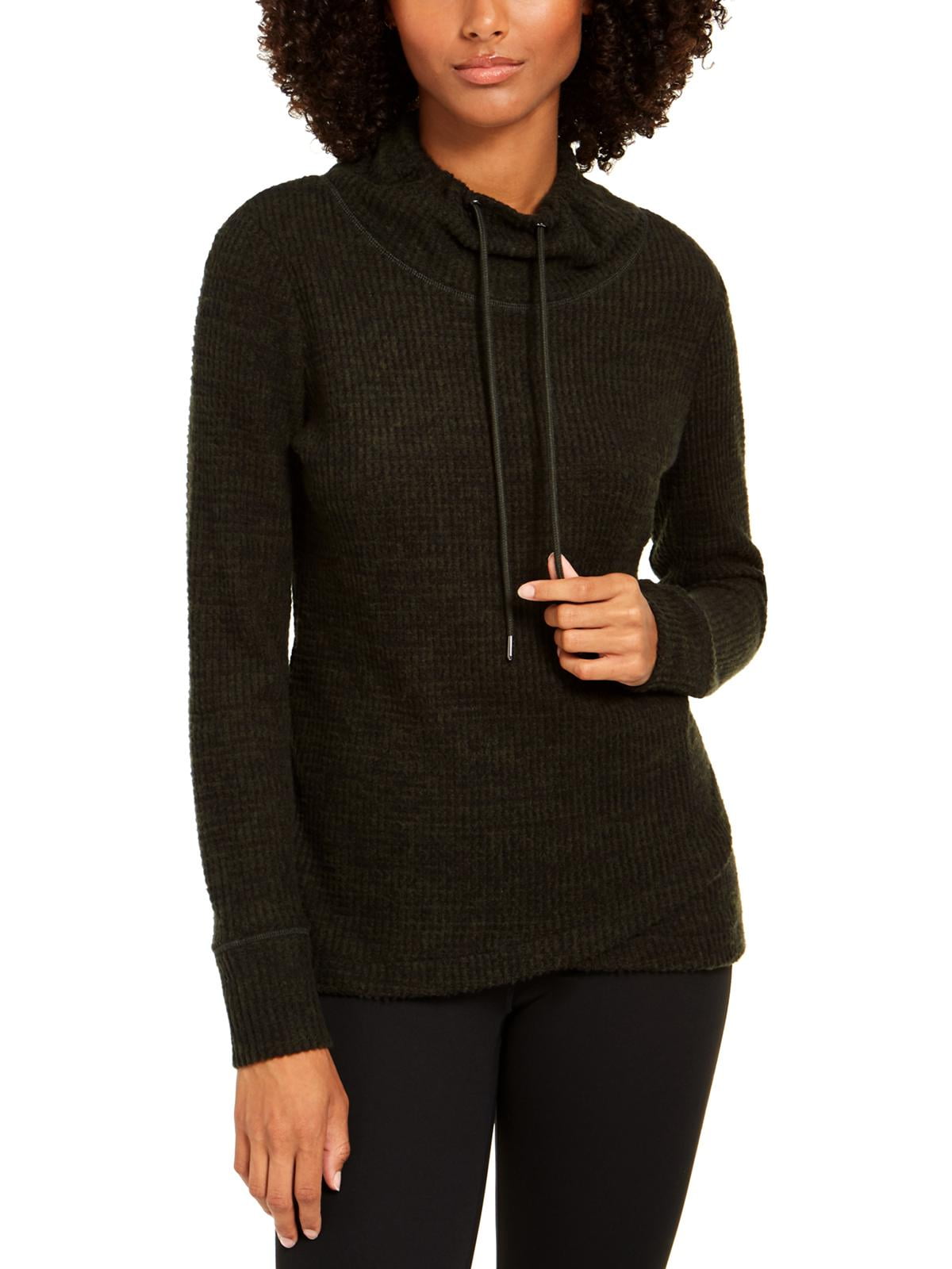Ideology Women s Cowl Neck Fitness Sweatshirt Dark Green Size