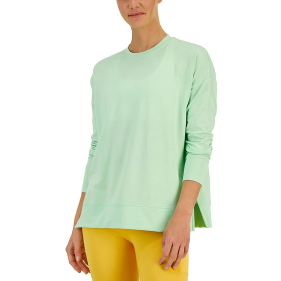 ID Ideology Womens Active Solid Crewneck Top Green Ash 2XL