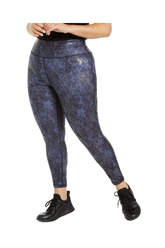 Womens Fitness QW Athletic Leggings Blue 3X