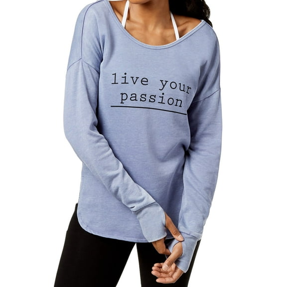 Ideology Womens Graphic Strappy Back Long Sleeve Top