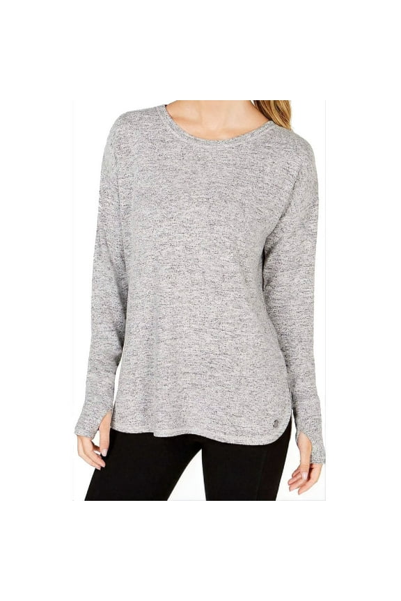 Womens Heathered Long Sleeve Top,Grey Whisper,Large