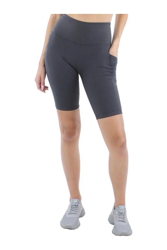 ID Ideology Womens Compression High Rise 10 Bike Shorts Deep Charcoal XS